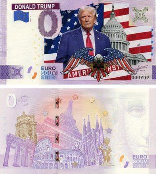 Банкнота США 0 ЄВРО 2023 UNC Президент США Дональд Трамп Б22989 фото