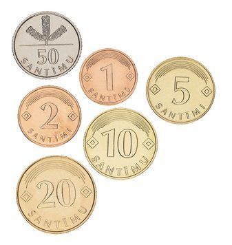 Coins set Latvia set of 6 coins 2007-2009 UNC 1, 2, 5, 10, 20, 50 centimes