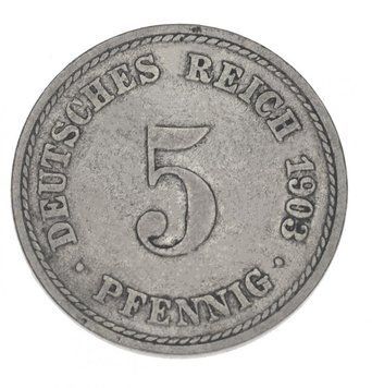 Німеччина 5 пфенігів 1903 F-VF З обігу М14827 фото