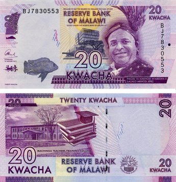 Malawi 20 kwacha 2017 UNC (P63d)