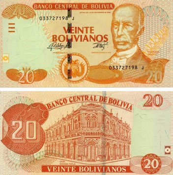 Bolivia 20 Bolivian 2015 UNC (P244)