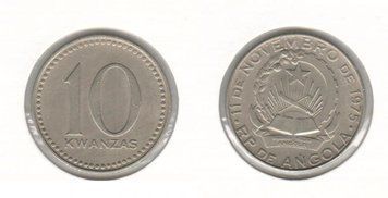 Ангола 10 кванза 1975 F-VF (KM#86.1) М02017 фото