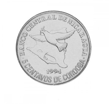 Nicaragua 5 centavos 1994 AU-UNC Bird - Pigeon