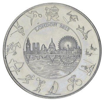 Монета Великобританія 5 фунтів 2012 UNC Літні олімпійські ігри у Лондоні 2012 року М21820 фото