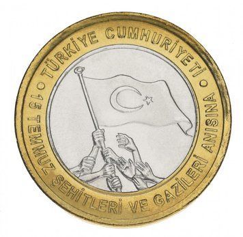 Турция 1 лира 2016 &laquo;В память о мучениках 15 июля&raquo; UNC М05140 фото