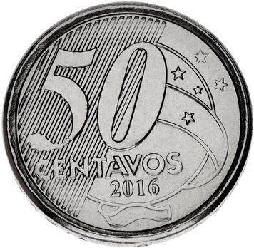 Монета Бразилія 50 сентаво 2016 UNC М12955 фото