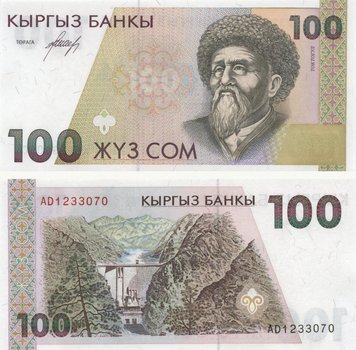 Киргизия 100 сом 1994 UNC (P12) Б10159 фото