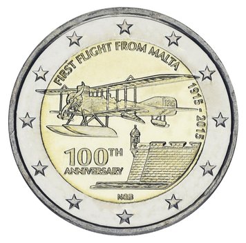 Malta 2 euro 2015 "First flight from Malta" UNC (KM # 168)