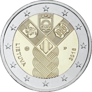 Lithuania 2 euro 2018 "100th anniversary of the independence of the Baltic states" UNC