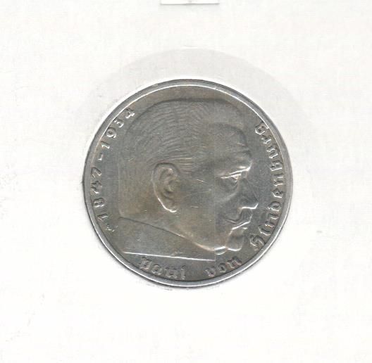 Germany 2 mark 1937 Silver F-VF (KM # 93)