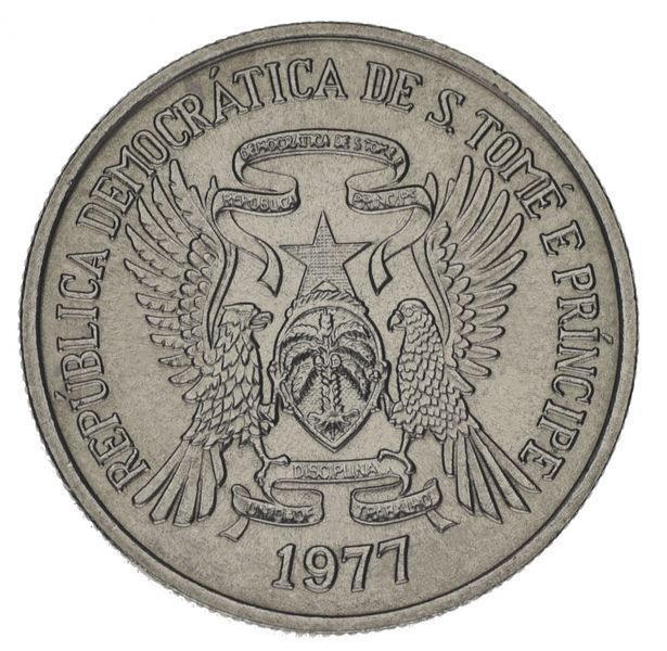 Монета Сан-Томе і Принсіпі 10 добра 1977 VF-AU Птахи М14594 фото