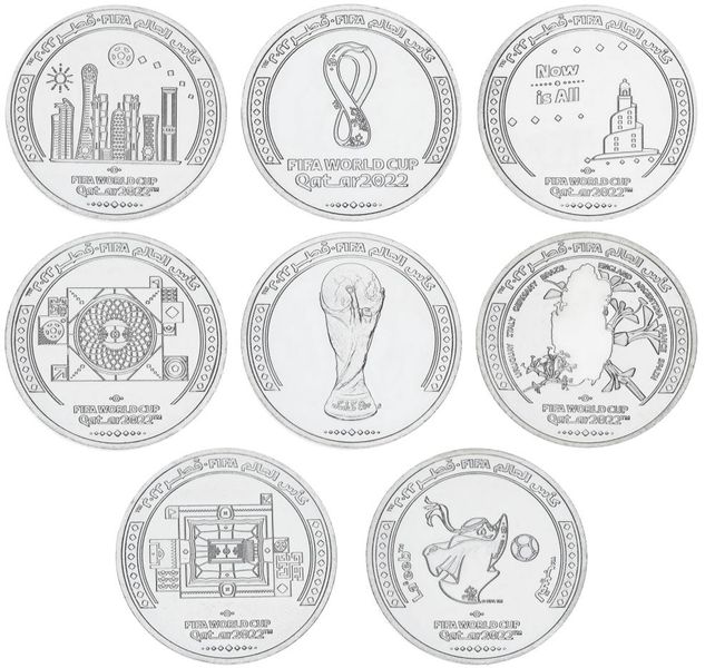 Qatar set of 8 coins of 1 rial each 2022 UNC FIFA World Cup 2022 FIFA World Cup 2022