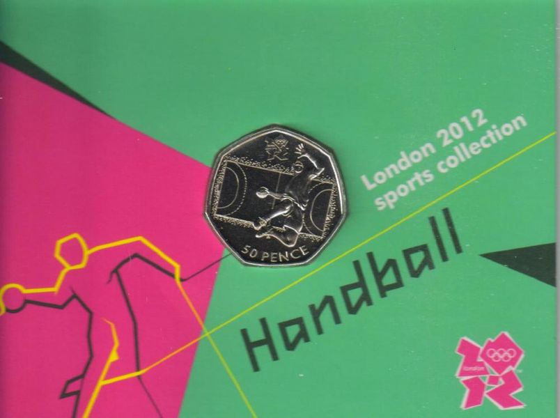 United Kingdom 50 pence 2011 Olympics 2012 - Handball UNC blister (KM # 1192)