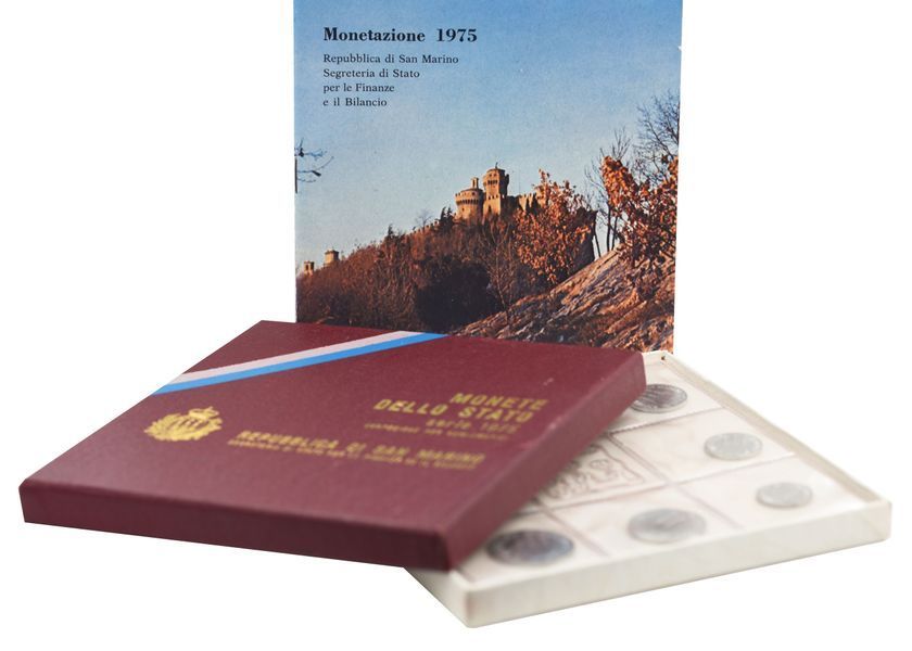 Набір монет Сан-Марино набір з 8 монет 1975 UNC 1, 2, 5, 10, 20, 50, 100, 500 лір (срібло) М04374 фото