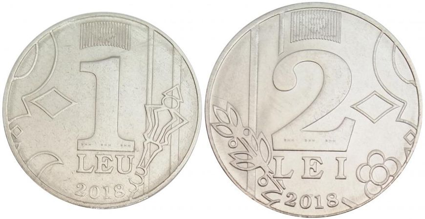 Moldova set of 2 coins 2018 UNC 1 and 2 lei