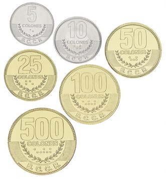 Коста-Ріка набір з 6 монет 2014-2016 UNC 5, 10, 25, 50, 100, 500 колонів М15680 фото