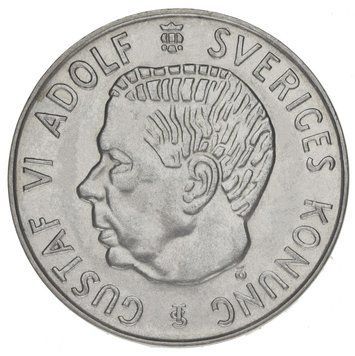 Монета Швеція 5 крон 1955 Срібло AU-UNC король Швеції Густав VI Адольф М14713 фото