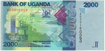 Уганда 2000 шилінгів 2010 UNC Риба (P50a) Б03706 фото