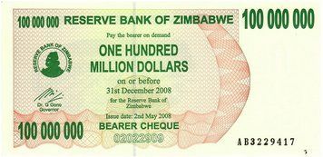 Zimbabwe $ 100,000,000 2008 UNC Check (P58)