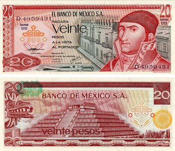 Mexico 20 pesos 1977 UNC (P64d)