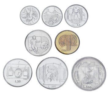 Набір монет Сан-Марино набір з 8 монет 1976 UNC 1, 2, 5, 10, 20, 50, 100, 500 лір (срібло) М04375 фото