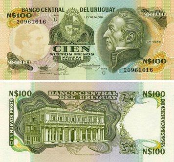 Uruguay 100 pesos 1987 UNC (P62A)