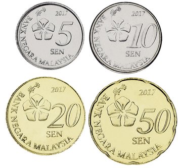 Malaysia set of 4 coins 2017 UNC 5, 10, 20, 50 Sep