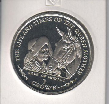 Острів Мен 1 крона 2002 «Життя і час Королеви-матері - Любов до коней» UNC (KM#1118) М05935 фото