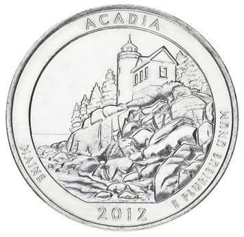 Монета США 25 центів (квотер) 2012 P &laquo;Національні парки - Акадия (13-й парк)&raquo; UNC (KM#521) М01403 фото