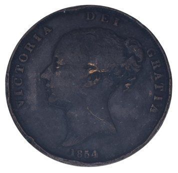 Coin United Kingdom 1 penny 1854 F-VF