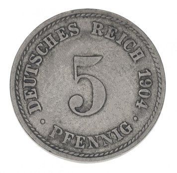 Німеччина 5 пфенігів 1904 F-VF З обігу М14828 фото