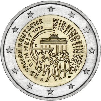 Німеччина 2 євро 2015 A «Об'єднання Німеччини» UNC (KM#337) М00042 фото