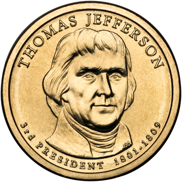 Монета США 1 долар 2007 D &laquo;3-й Президент Томас Джефферсон&raquo; UNC (KM#403) М01565 фото