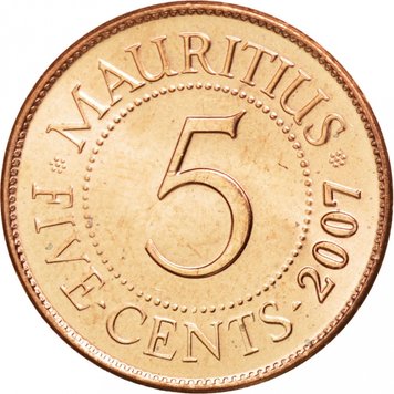 Mauritius 5 cents 2000-2012 AU-UNC (KM # 52)