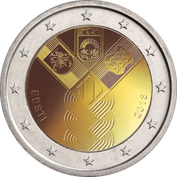 Estonia 2 euro 2018 "100th anniversary of the independence of the Baltic states" UNC