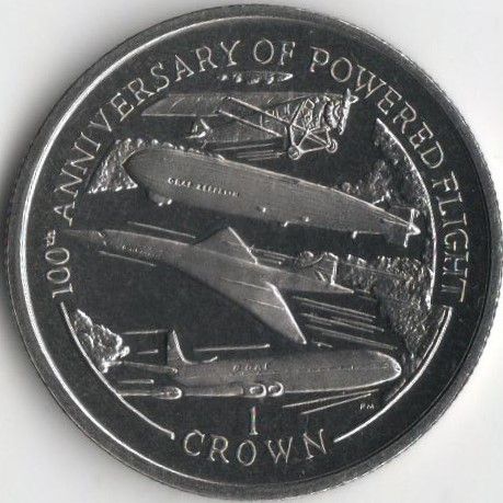 Isle of Man 1 krone 2003 "100th Anniversary of the Flight of a Power Plane" UNC (KM # 1197)