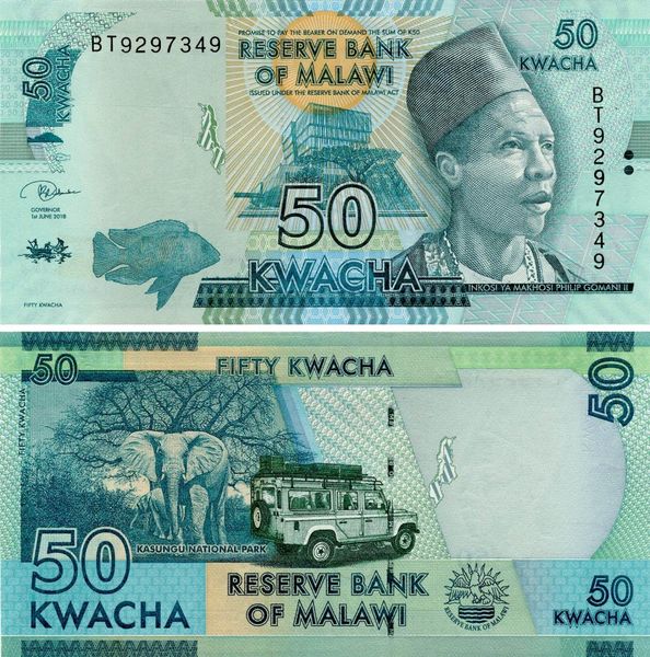 Malawi 50 Kwacha 2018 UNC Elephant (P64)