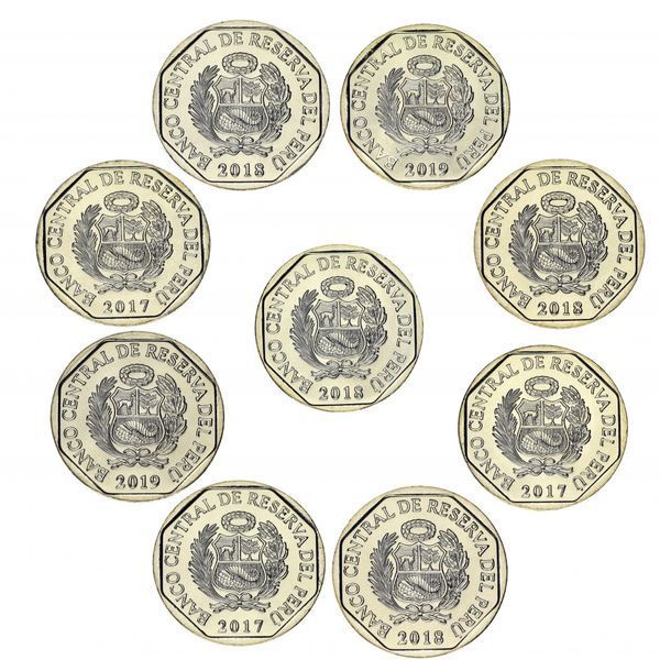 Peru 9 Coin Set 2017-2019 Fauna Peru UNC 1 Sol