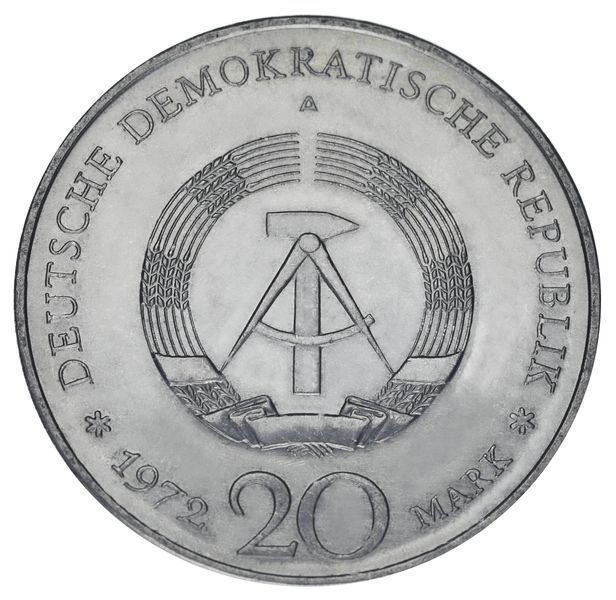 Монета Німеччина 20 марок 1972 F-VF А Фрідріх Шіллер М19226 фото