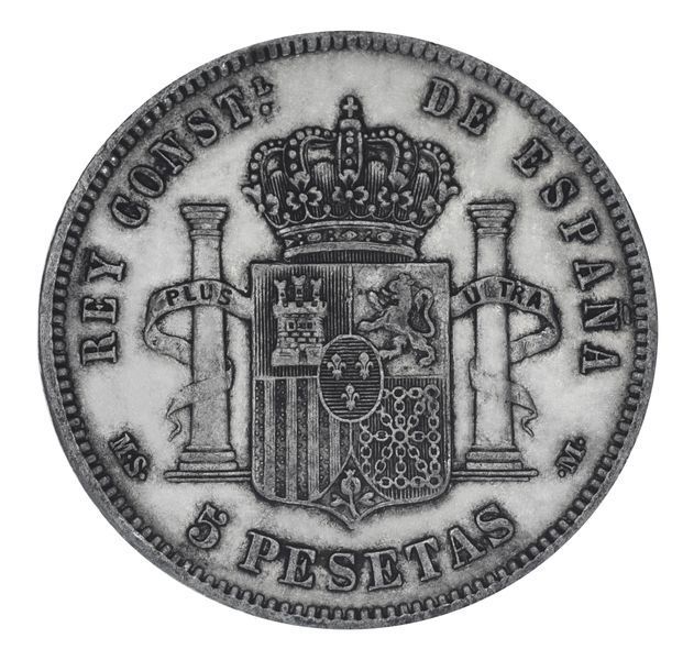 Монета Испания 5 песет 1884 Серебро F-VF Король Альфонсо XII (1875 - 1885) (Ag 900, 25 грамм) М19779 фото