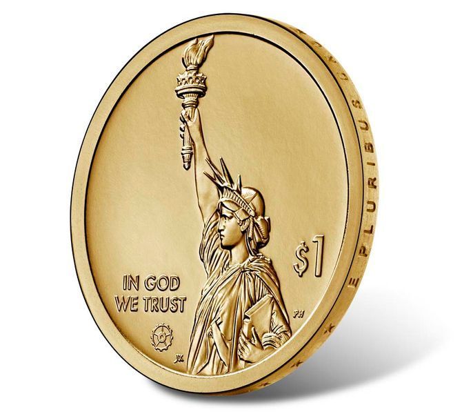 Монета США 1 доллар 2020 UNC P Американские инновации - Телефон, первый дисковой номеронабиратель (Массачусетс) М15270 фото