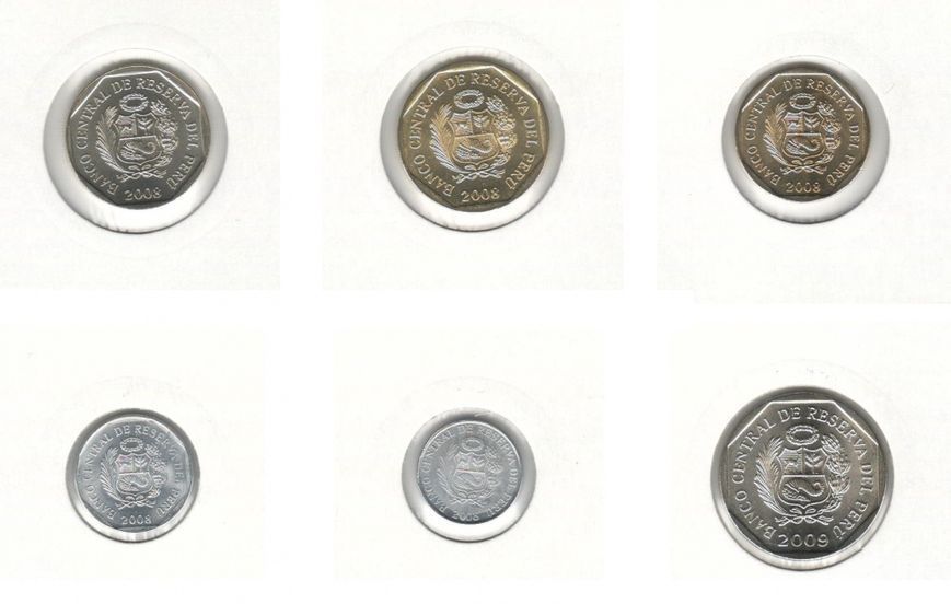 Перу набір з 6 монет 2008-2009 UNC М06874 фото