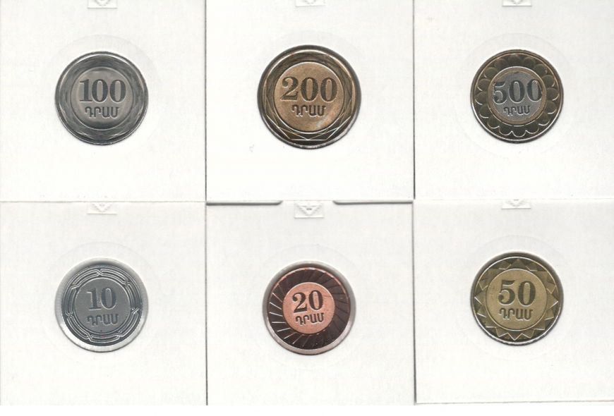 Вірменія набір з 6 монет 2003-2005 UNC 10, 20, 50, 100, 200, 500 драм М06406 фото