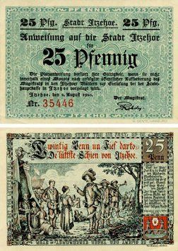 Banknote Germany Notgeld 25 pfennig 1920 F-VF Itzehoe