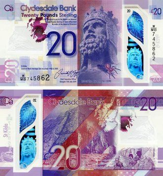 Banknote Scotland 20 lbs 2019 (2020) Polymer UNC Robert Bruce St Kilda Archipelago (Pnew)
