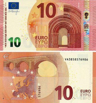 Банкнота Испания 10 евро 2014 VA V003 Драги UNC Б06768 фото