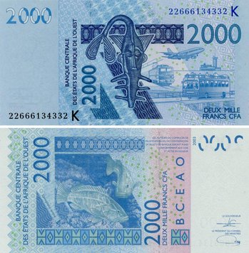 Західна Африка 2000 франків 2003 (2022) UNC K Сенегал Риба (Pnew) Б18155 фото