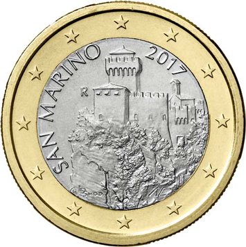 San Marino 1 euro 2017 UNC Regular release New design