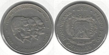 Dominican Republic 1/2 pesos 1987 Human Rights VF (KM # 62.2)