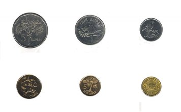 Seychelles set of 6 coins 2004-2012 UNC 1, 5, 10, 25 cents, 1.5 rupees